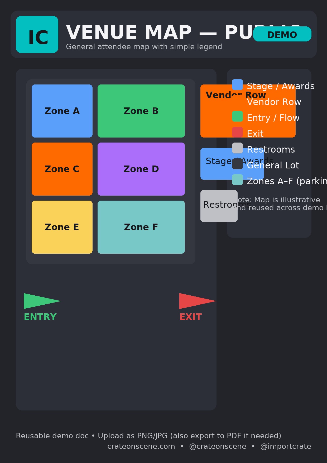 General attendee map with legend